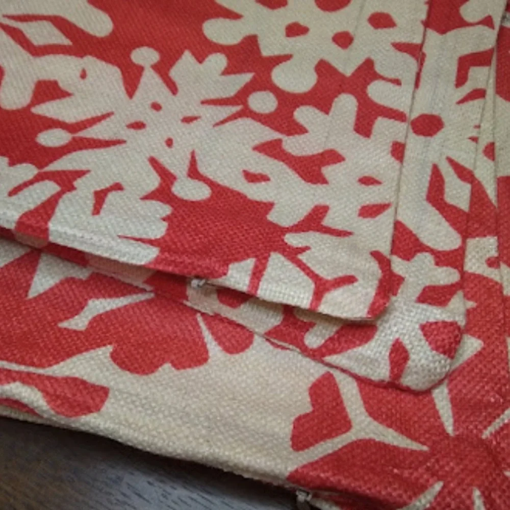 Snowflake Throw Pillow Covers Red and Beige 4 pc
